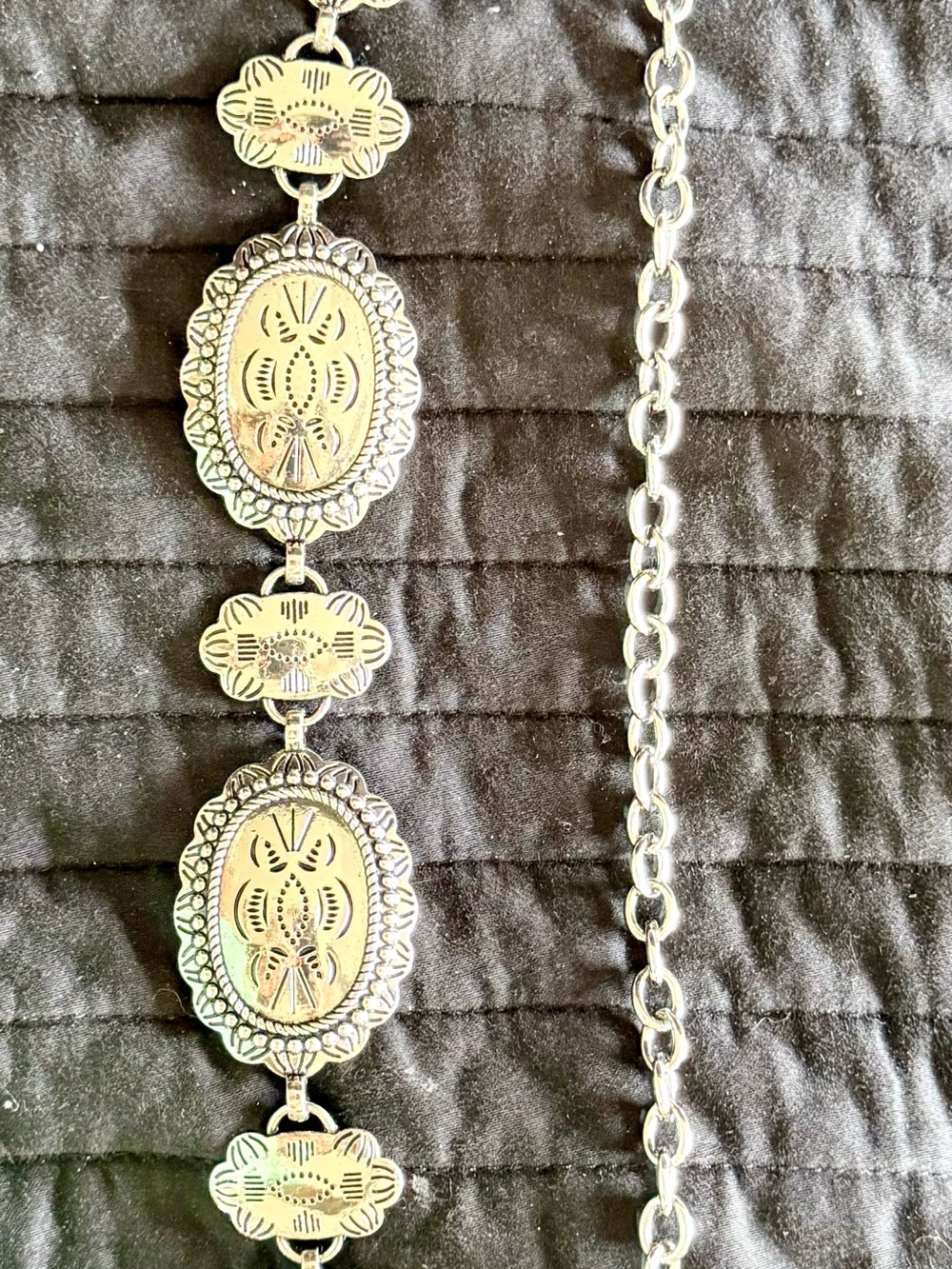 Engraved Silver Concho Belt - Western Statement Accessory - Picture 2 of 2